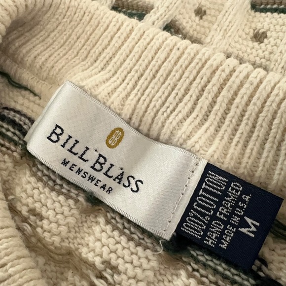 Vintage Sweater Men M 90s Grandpa Retro Geometric Textured Crewneck Pullover - Picture 6 of 8